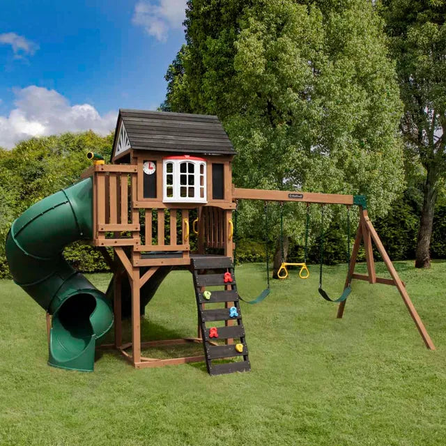 Wooden Playset Portland Swing Set Kidkraft Timberlake Swing Set