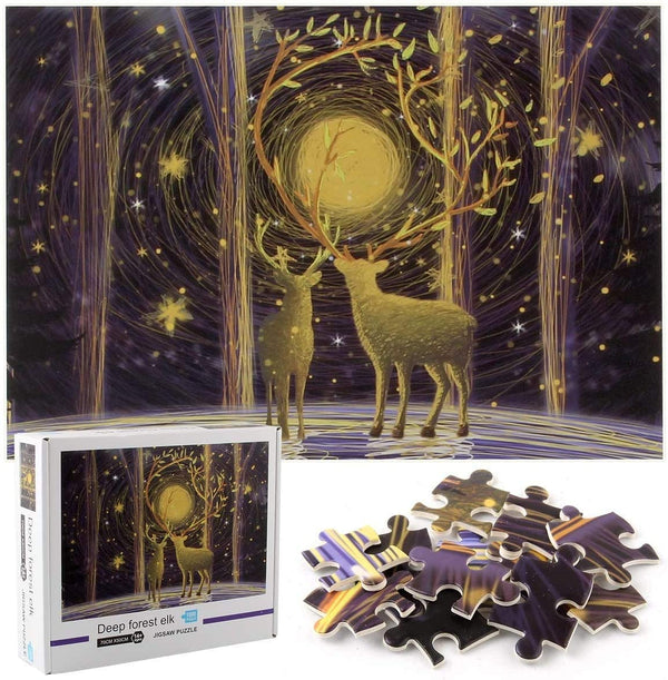1000 Pieces Jigsaw Paper Puzzles, Home Wall Decor - Deep Forest ELK