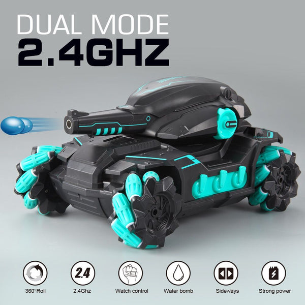 Tank Fight Water Bullet Launch 2.4G Remote Control Car 360 Degree Spin RC Car