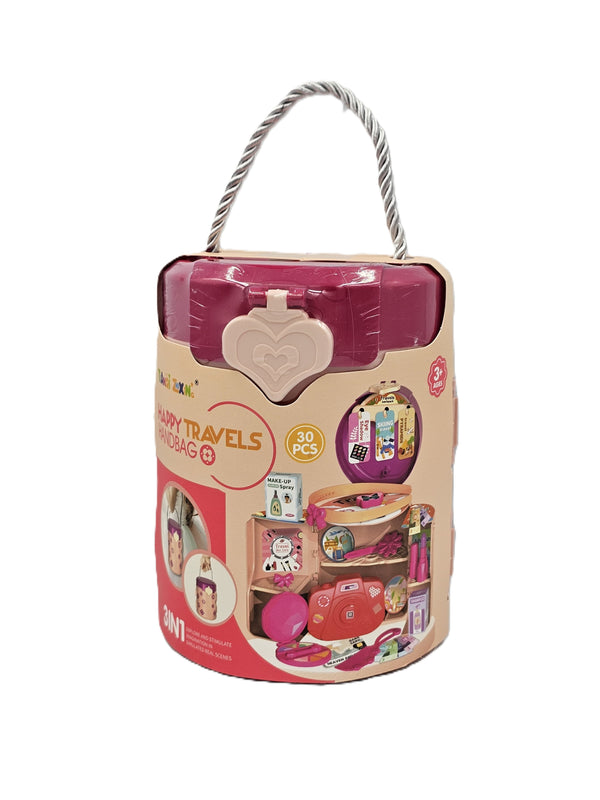 3 in 1 Happy Travels Handbag Toy Set for Girls – Pretend Makeup Kit, Travel Camera & Accessories | Princess Gift for Ages 3+ Birthday Surprise