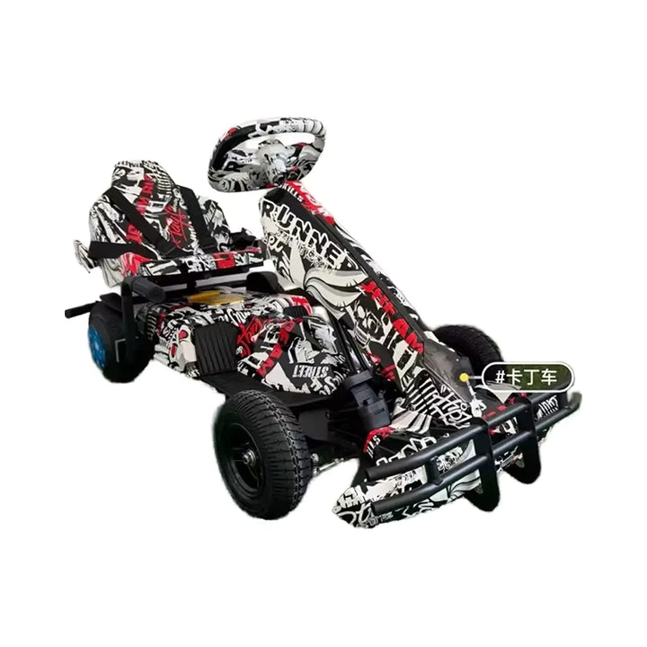 Go Cart with a camouflage design on a white background