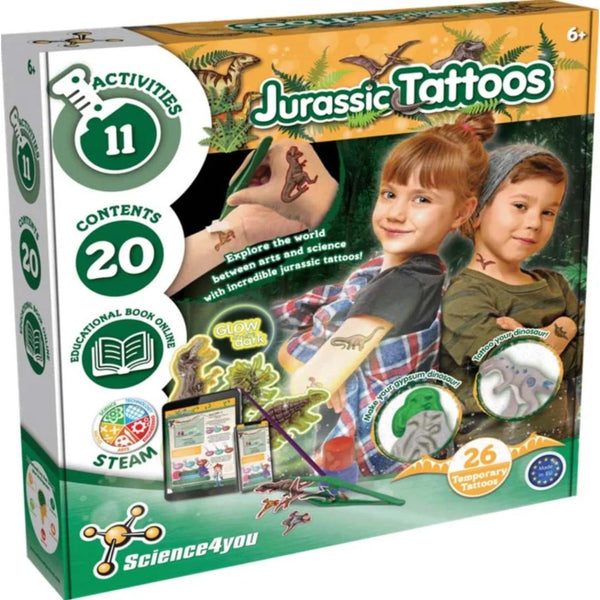 Science4you Jurassic Temporary Tattoos for Kids, Make You Own Dinosaur Tattoos