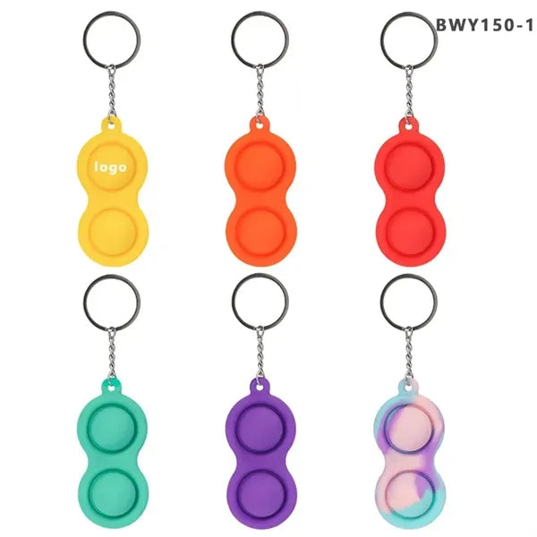 8 Shape Silicone Push Pop Bubble Toy Key Chain