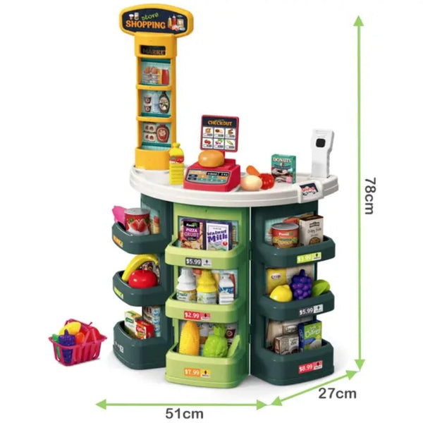 Kids Supermarket Grocery Store Trade Stall Pretend Play Set Toy Scanner