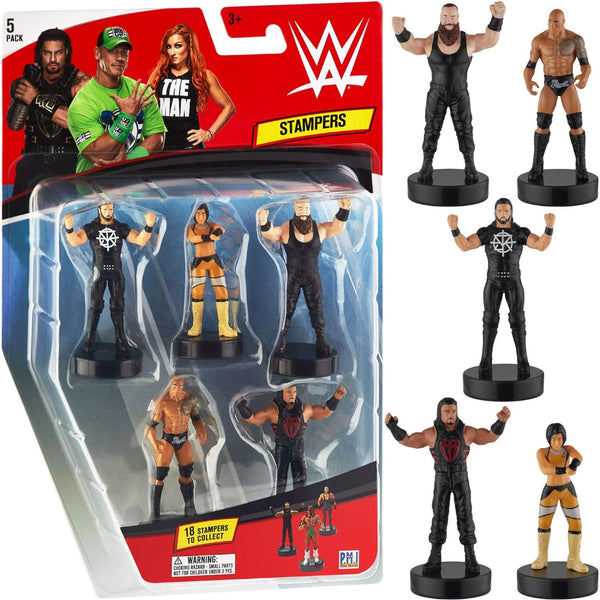 WWE stampers Blister & Deluxe - 5 (S1) ,Self-Inking WWE Figure Toys for Craft
