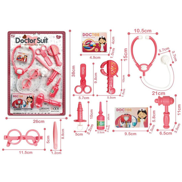 DIY Toys Medical Instrument Set, Doctor Set 10 Accessories - Pink