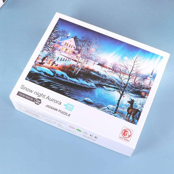 1000 Pieces Jigsaw Paper Puzzles, Home Wall Decor  - Snow Night Aurora