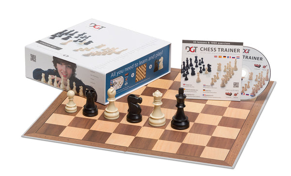 10875 DGT CHESS STARTER BOX BLUE with Board, Pieces and Trainer CD