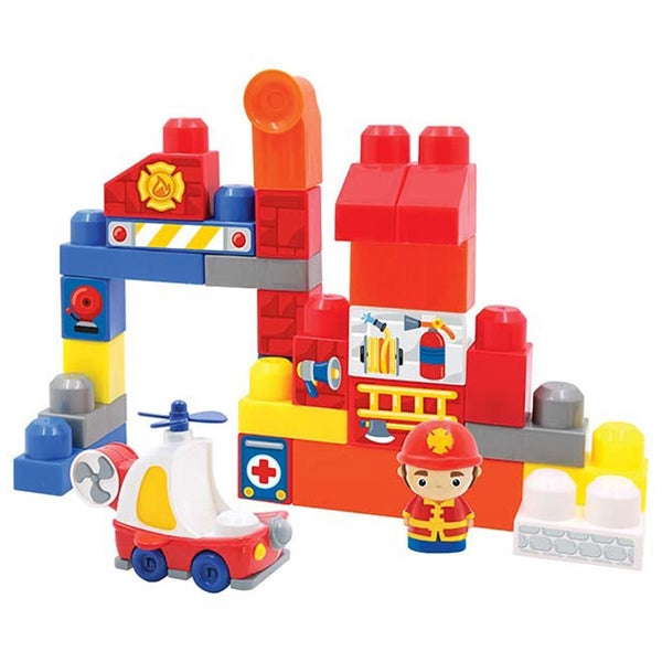Build Me up Block Maxi Fire Station Set Pack of 1 (2 Assorted) - 31 Pieces /32 Pieces