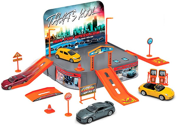 Wellitech Welly Garage Playset with 1 Free Wheel Vehicles - Multicolour
