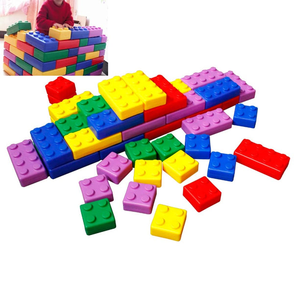 48 Pieces Soft Plastic Multi Colored Building Block Set