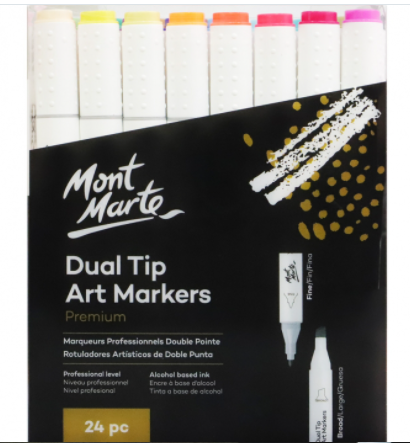 Dual Tip Alcohol Art Markers 24Pc In Case