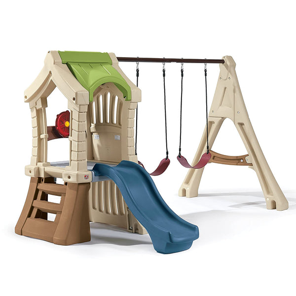Step2 Play Up Gym Set | Kids Outdoor Swing Set with Slide | Plastic Play Set with Swings for kids