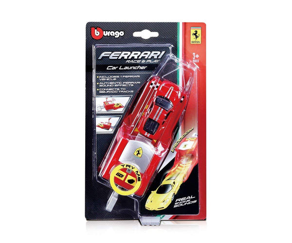 Bburago Die Cast Ferrari Car of Scale 1:64 + Ferrari Car Launcher Set - Multicolor