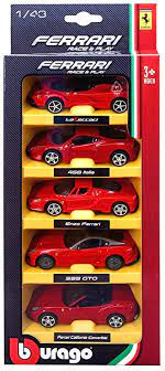 Bburago Ferrari RacePlay Car Set Scale 1:43 Diecast Car - Pack of 5
