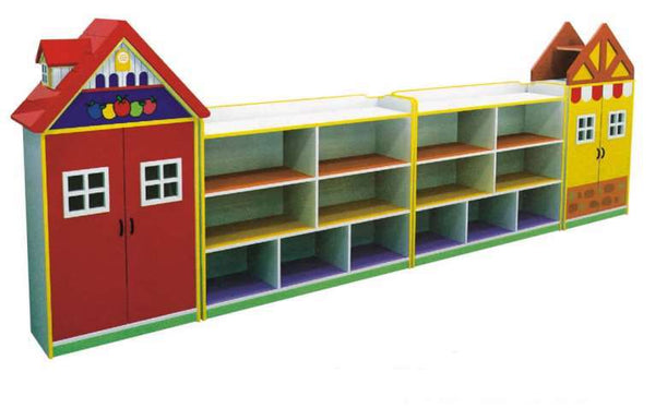 Book and toy shelves in house design