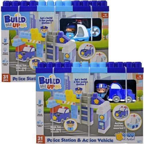 Build Me Up Blocks Police Helicopter Blue - 122 Pieces