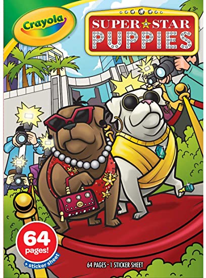 Crayola - 64-Page Coloring Book & Stickers, Superstar Puppies