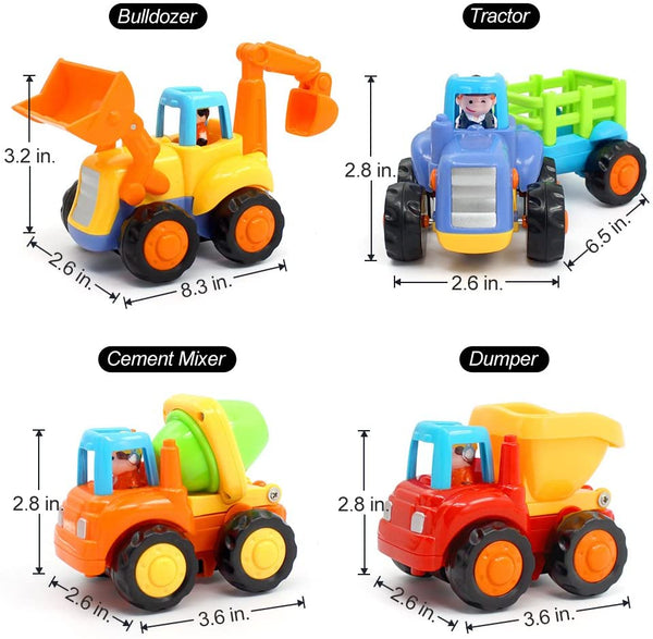 ECO-FRINDLY 4 PCS Engineering Vehicles Wooden cars for kids