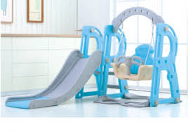 Blue Outdoor playground - Baby swing and slide