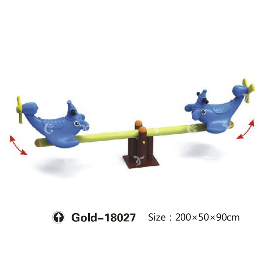 GOLD Blue Outdoor playground - Plane shaped traditional seesaw