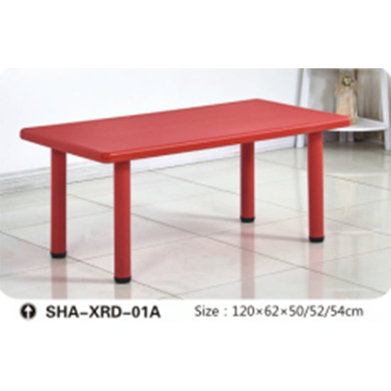 GOLD Indoor Kid's Big Rectangle Plastic Table with 4 legs- Red