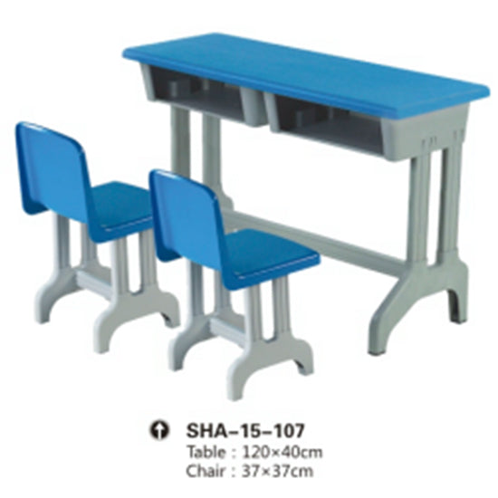 GOLD Indoor Kid's Double Plastic Table And Chairs-Blue