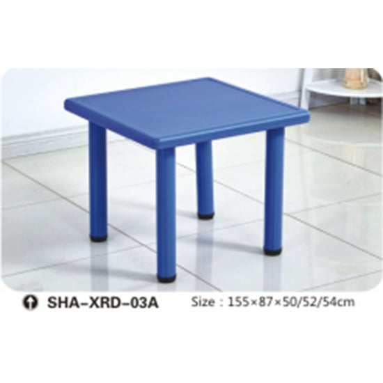 GOLD Indoor Kid's Medium Square Plastic Table with 4 legs- Blue