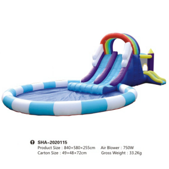 GOLD Inflatable Rainbow Huge Pool Water Slides and Bounce Hut Outdoor