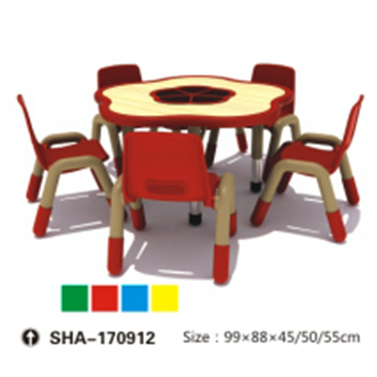 طاولة مع كرسي بشكل الوردة للاطفال
