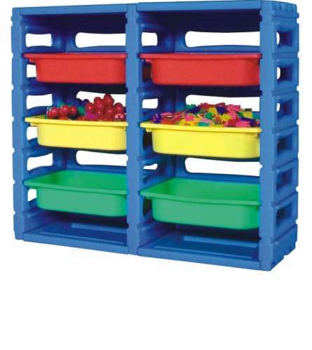 GOLD Kids Plastic Storage Tray-Blue-Double partitions