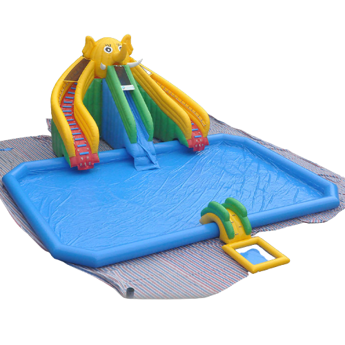 Gold Outdoor Bouncy Playground with Pool and slide