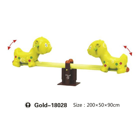 GOLD Yellow Outdoor playground - animal shaped traditional seesaw