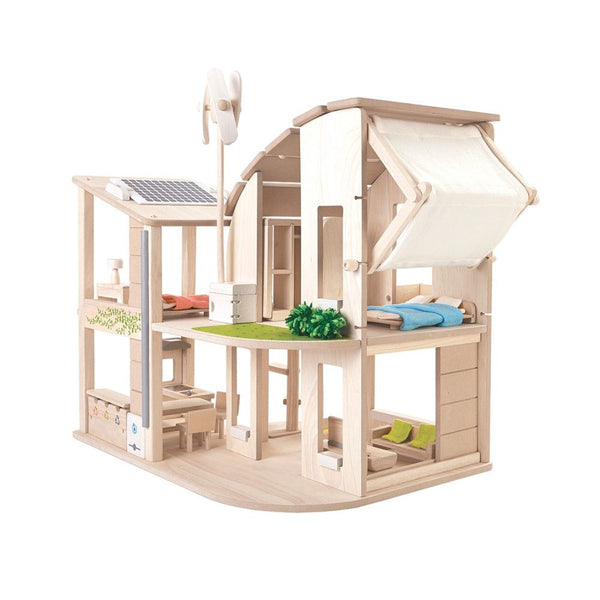 Green Dollhouse With Furniture - Plan Toys