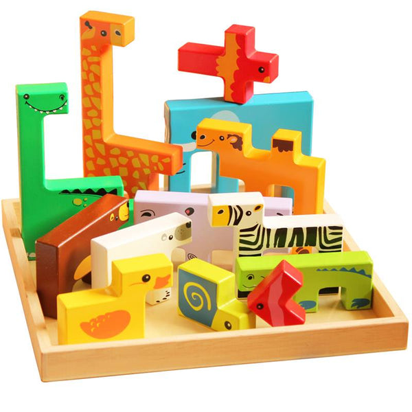 Kids wooden animal blocks