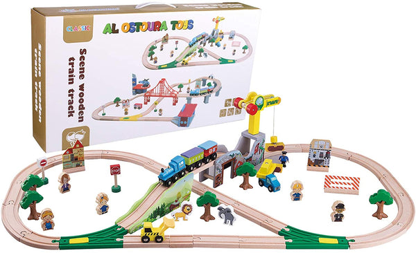 kids wooden scence train track