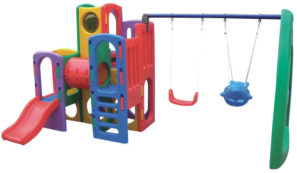 Mini design two swings, one slide and fun path playground