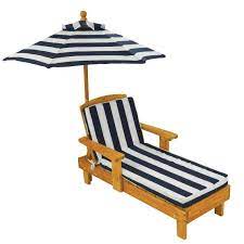 Outdoor Chaise with Umbrella - Navy