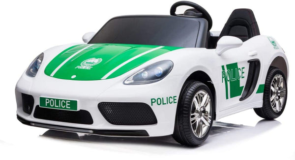 بورش باناميرا، سيارة شرطة دبي لسياقة الأطفال 12 فولت مع كرسيين، مرخصة مع مفتاح للتشغيل، وإطارات مطاطية وبلوتوث وإضائة