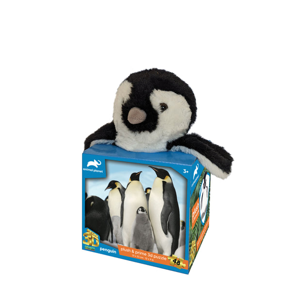 Prime 3D Puzzles - Animal Planet- Penguins 48 pcs Puzzle with Plush