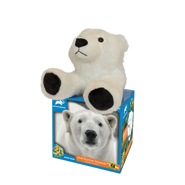 Prime 3D Puzzles - Animal Planet - Polar Bear 48 pcs Puzzle with Plush