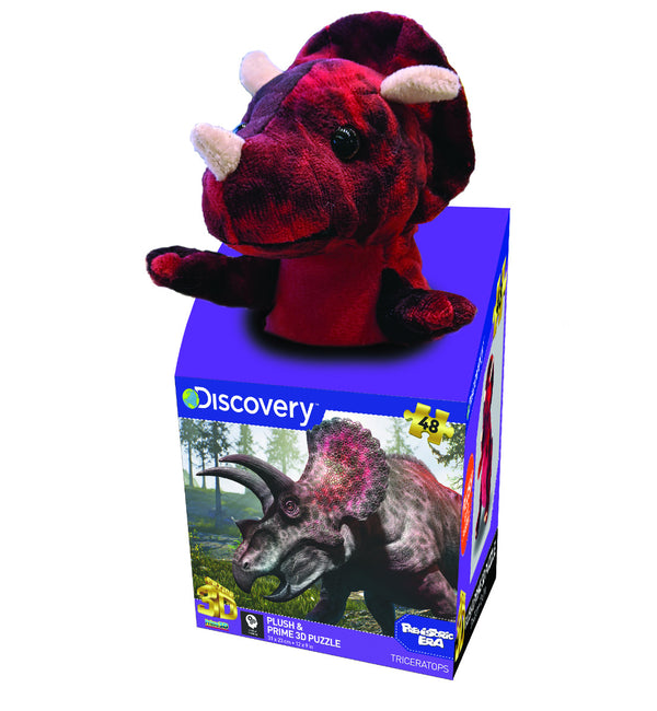 Prime 3D Puzzles - Discovery - Triceratops 48 pcs Puzzle with Plush