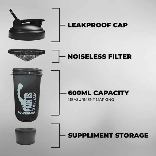 PSB-6S-B (600ml) Protein Shaker Bottle with Single Storage