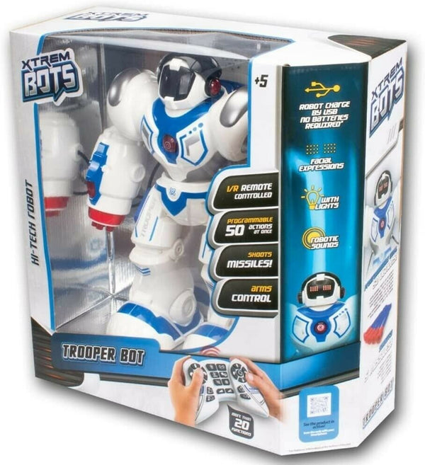 Robot Xtrem Bots Hi-Tech Robot Actions Programming Toy Trooper Bot - White