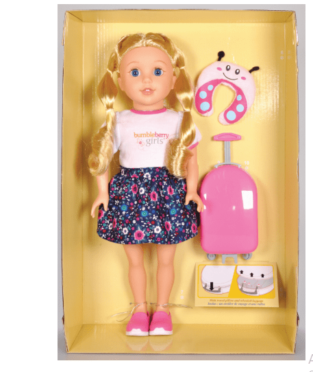 Soft-bodied girl doll –  Brinley Travel Set