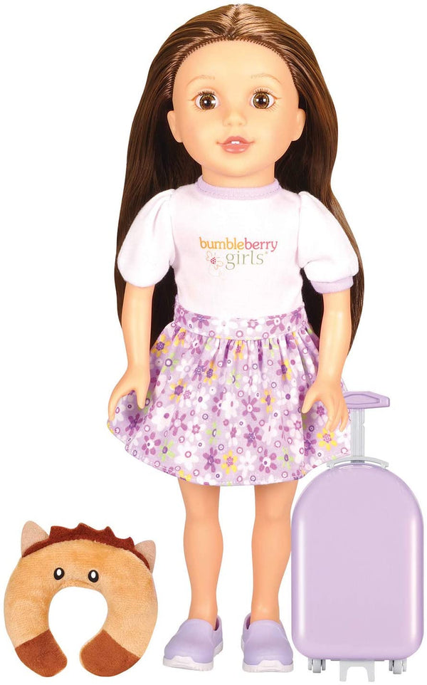 Soft-bodied girl doll –  Caucusian Travel Set