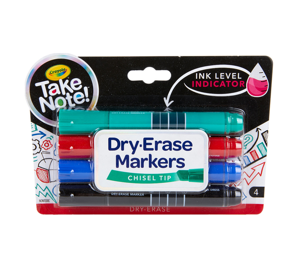 Take Note Colored Dry Erase Markers, 4 Count