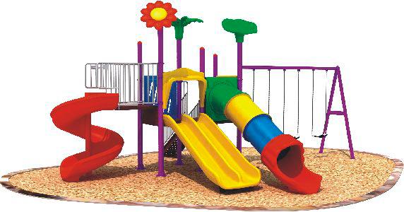 Three slides and three swings Large playground.
