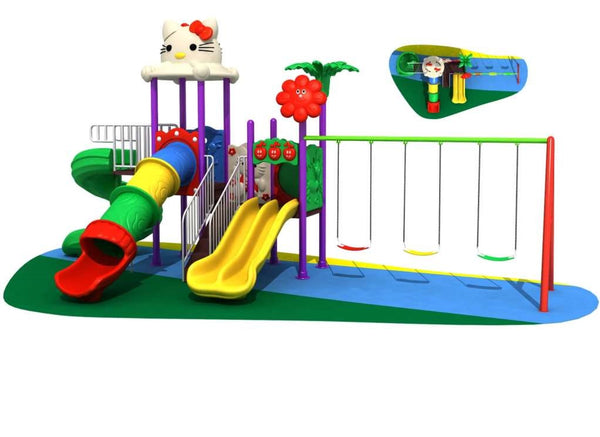 Three slides and three swings playground