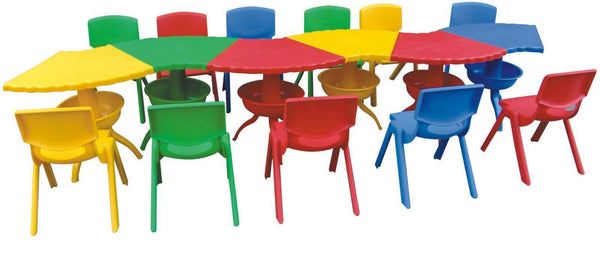 طاولة حلزونية مع 11 كرسي للأطفال بألوان مختلفة